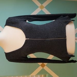 Fashion Nova Charcoal Gray long sleeve  Zipper top with flare sides